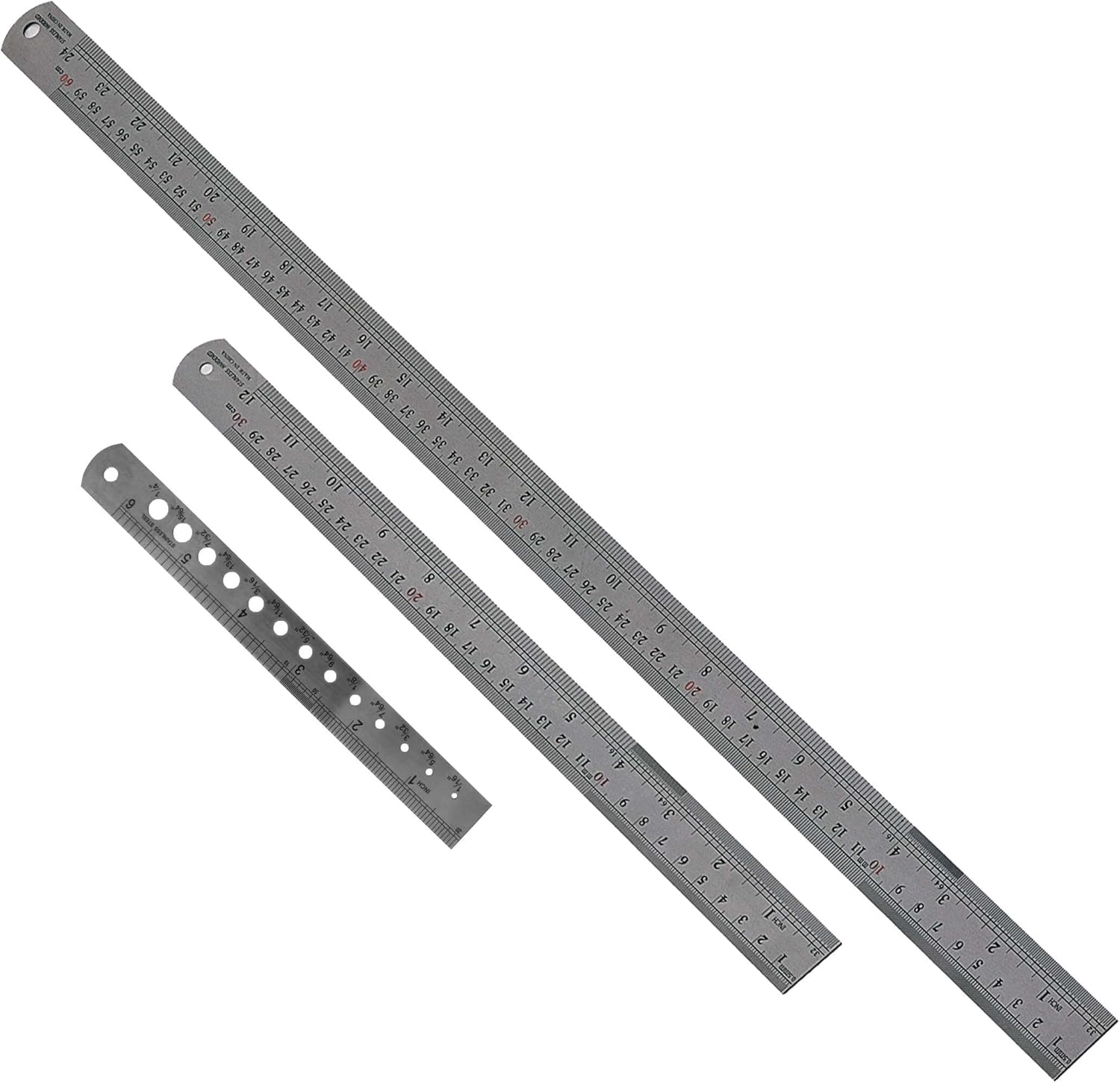 ToolUSA Stainless Steel Ruler Trio 6″, 12″, And 24″ Sae And Metric