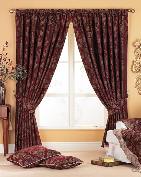 Heavy Weight Opulent Chenille Jacquard Pencil Pleat Curtain Pair