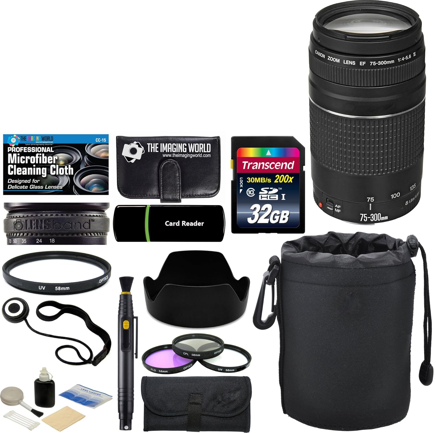 Buy Canon Ef 75 300mm F 4 5 6 Iii Zoom Lens 32 Gb Card Pouch Hood Band Filters Accessories Bundle For Eos 5d 6d 7d 80d 70d 60d Rebel