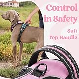 rabbitgoo Dog Harness Large No Pull Front Back Clips Reflective Pink L view 5
