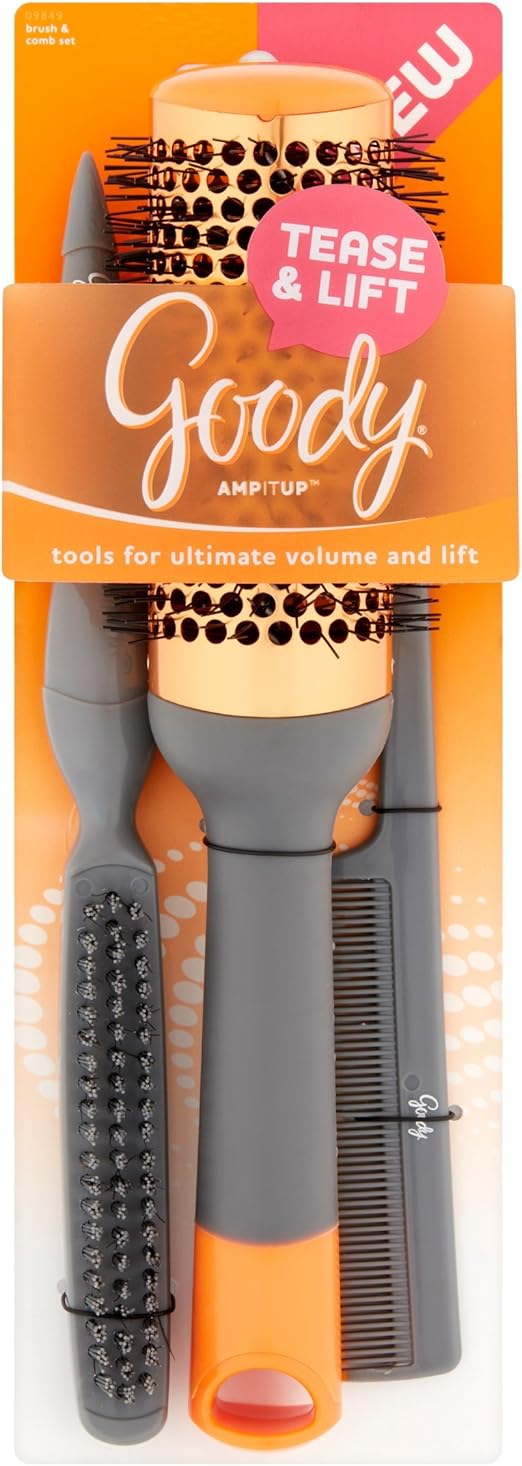 Goody Amp It Up Hair Brush Combo Kit. Tease & Lift Hair Brush & Comb Set Health