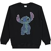 Disney Ladies Lilo and Stitch Fashion Sweatshirt Crewneck with Chenille Patch and Embroidery Sleeve Prints - Sweatshirt