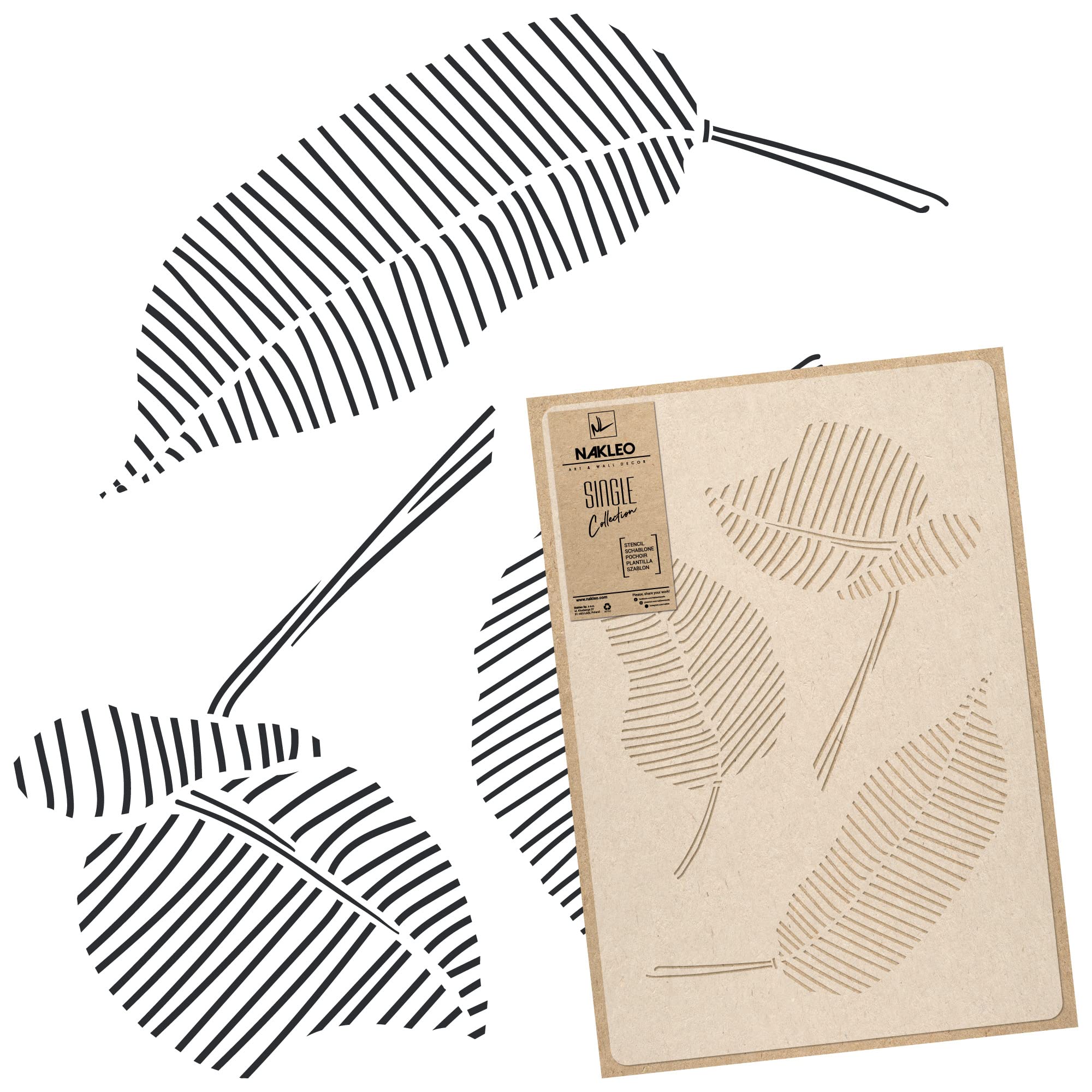 NAKLEO Floral Large Wall Painting Stencil 43x64 cm, Modern Art Deco Leaves Outline Pattern, Reusable Plastic Flower Template, DIY Art and Craft Home Decor, Floor Wood Fabric Furniture — image 1