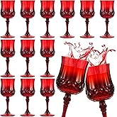 Pinkunn 12 Pcs 7 oz Plastic Vintage Wine Glasses Reusable Colored Goblets Patterned Drinking Water Glasses Cup Dishwasher Safe for Valentine's Day Wedding Reception Party Supplies (Red)