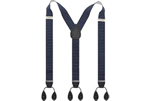 TIMIOT Y Back Button 1.4" Suspenders for Men with Stylish Leather Button Ends Long Lasting Stretch Ultimate Fashion