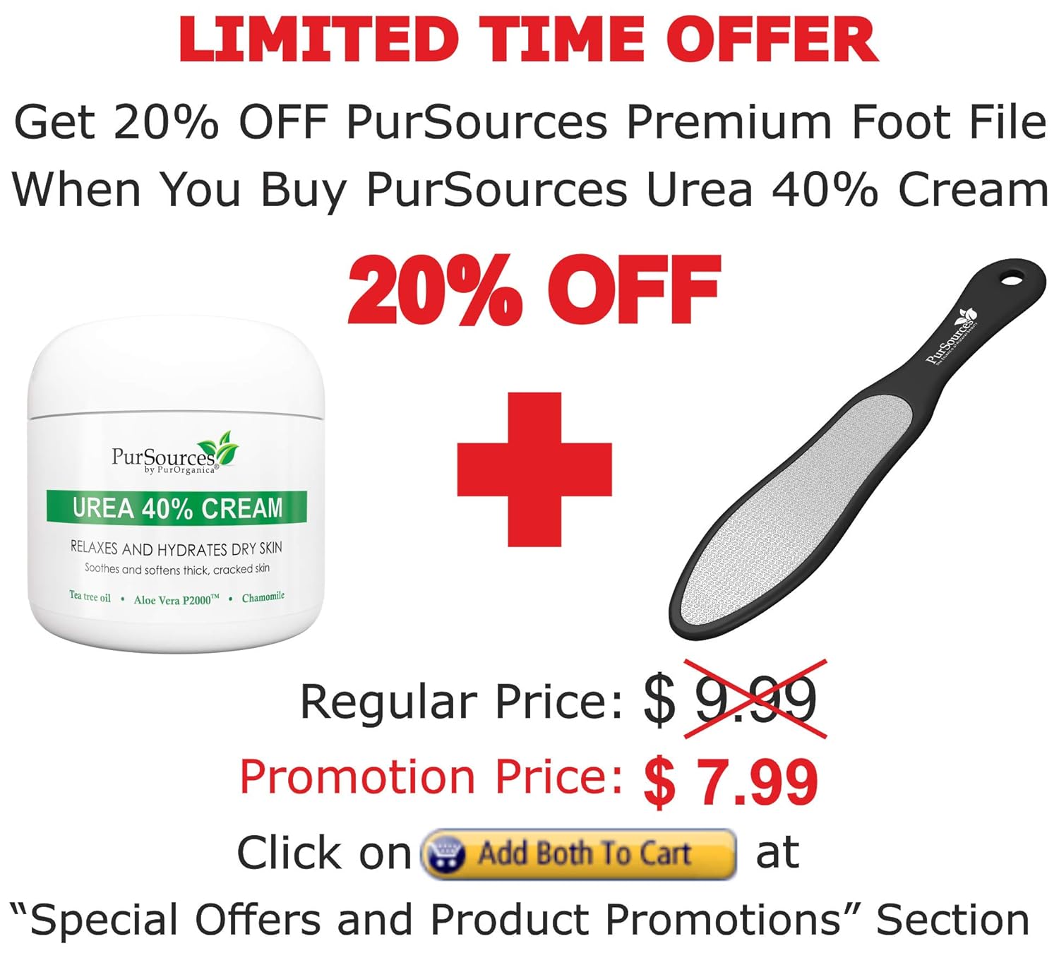 PurSources Urea 40% Foot Cream - No Pumice Stone - Best Callus Remover - Moisturizes and Rehydrates Feet, Knees & Elbows - For Thick, Cracked, Rough, Dead & Dry Skin - 4 oz - 100% : Beauty