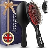 OUMIGIZ Boar Bristle Hair Brush British Craftsmanship Handmade Slick Back | Natural Wooden Slickback Hairbrush, Gentle Detangling Smoothing Women Men Kids Curly Thick Long Thin Fine Hair, Anti Breakage