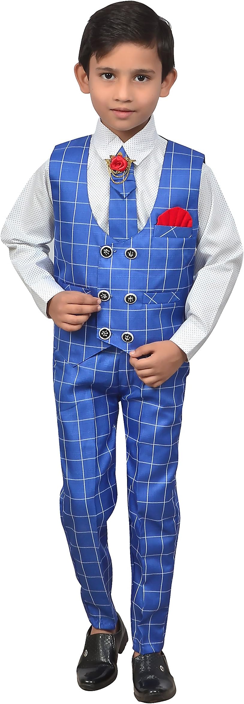 Zolario Boy's Cotton Waistcoat, Shirt, Pant and tie