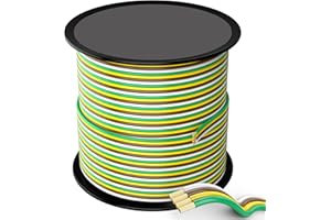 SUZCO 200Foot 4-Way Trailer RV Boat Bonded Extension Wiring Cable 18 Gauge, 4 Flat Wishbone Color-Coded SAE J1128 Harness Wire Spools Ideal for All Basic Wiring Trailers or Similar Applications