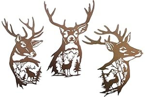 J-Fly Deer Metal Wall Art 9 Inch Deer Silhouette Wall Decor Rustic Forest Hunting Sign Woodland Outdoor Decor for Fence Patio Porch Farmhouse Indoor for Living Room Bedroom Bathroom 3 Piece Set