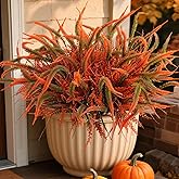 Artificial Mums Fall Flowers for Outdoors, 10 Bundles Fake Mums Faux Plants for Outdoor Planters Autumn Decorations,UV Resistant Silk Flowers for Front Porch Garden Patio Home Decor