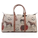 Signare Tapestry Large Travel Duffle Bag Ladies Overnight Weekender Carryon Gym Sports Duffel bags for Women with Horse Design (BHOLD-HOR)