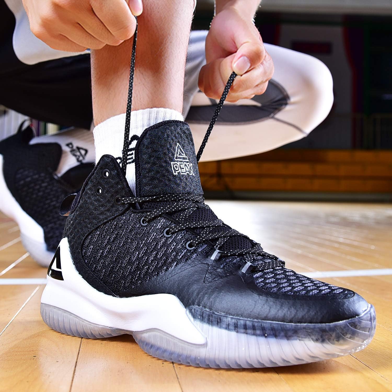  | PEAK High Top Mens Basketball Shoes Lou Williams Streetball Master Breathable Non Slip Outdoor Sneakers Cushioning Workout Shoes for Fitness | Basketball