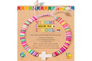 OMSEEN First Day of School Gift Kindergarten Prek Bracelet Mommy and Me Bracelets Back to School Gifts Adjustable Cross Bracelets for Kids Girls Boys Jewelry Gift