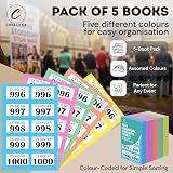 Coselena 5-Pack Cloakroom and Raffle Ticket Books 1-1000 Assorted Colours view 3