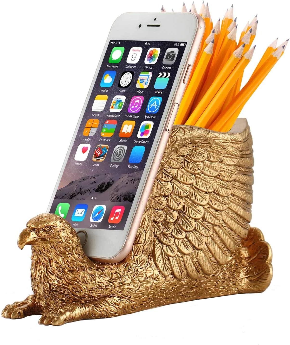 Pen Pencil Holder with Phone Stand, Coolbros Resin Shaped