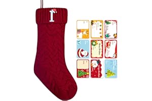 ZGCYSMHT Christmas Stockings Personalized Custom Initials 18 Inches Knitted Christmas Stockings with Letter Fireplace Hanging Monogram Xmas Stockings for Kids,Family Holiday Party Decoration（Red I）