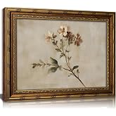 Vintage Gold Framed Wildflowers Wall Art Rustic Retro Floral Botanical Canvas Painting Picture Wall Decor Farmhouse Country Flower Poster Print Artwork for Bedroom Living Room Home Decoration
