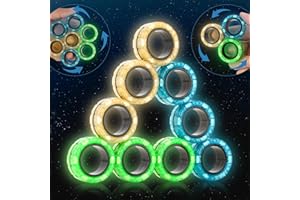 YISHIDANY Magnetic Rings Finger Fidget Toys Set, 9Pcs Glow in The Dark Magnets Rings for Training Relieves Autism Anxiety, Magical Fingers Rings for ADHD, Great Idea Gift for Adults Teens Kids
