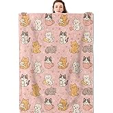 Mniedc Adorable Cat Paw Blanket, Cute Kitten Flannel Throw Blankets, 50"x60", Soft Warm Lightweight Fuzzy Cozy Throws for Couch Bed Sofa Travel Decorative Gifts for Pet Lover Girls Kids Women, Pink
