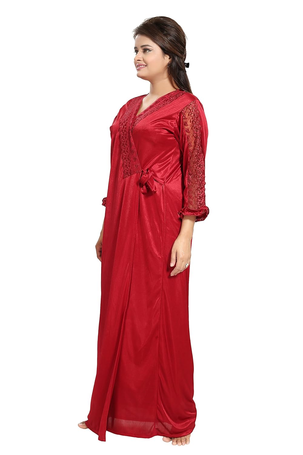 noty&trade;&trade;&trade; - women's/girls satin matching nightwear - 2 pc set- nighty/robe