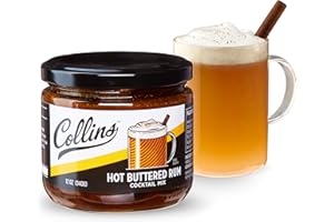 COLLINS CHICAGO Collins Hot Buttered Rum Mix, Made With Brown Sugar and Butter with Vanilla and Rum Flavors, Hot Cocktail Recipe Ingredient, Bartender Mixer, Drinking Gifts, Home Cocktail bar, 12 fl oz