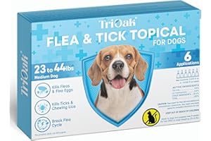TriOak Flea and Tick Prevention for Dogs: Flea & Tick Topical for Medium Dogs 23-44 lbs, 6 Dose Flea and Tick Prevention for 6 Months (6 Pack)