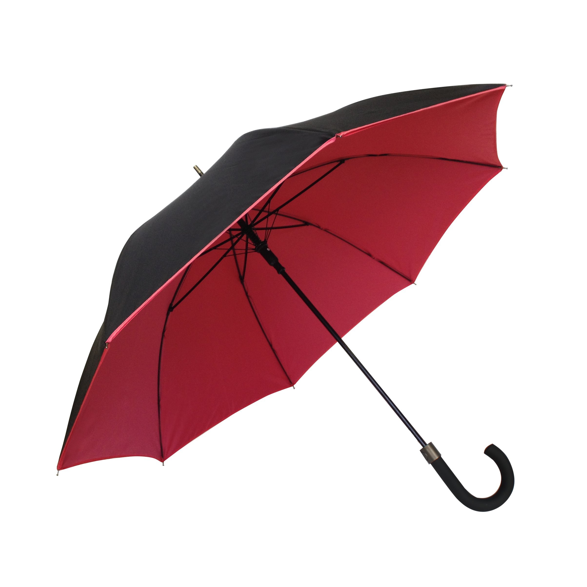 SUSINO 85cm Automatic Double Canopy Large Stick Umbrella - Black & Red