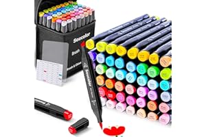 Soucolor 51 Colors Alcohol Markers Brush Tip, Dual Tip Brush & Chisel Alcohol-Based Art Markers, 50 Colors+1 Blender Drawing Coloring Art Supplies for Kids Artists Adults Teen Girl Gifts Trendy Stuff