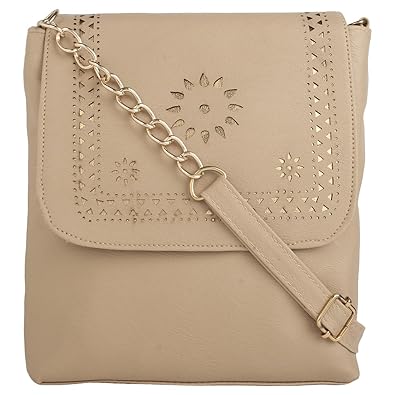 REYAZ@JAIBUN BEIGE PU SLING BAG FOR WOMEN