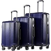 Coolife Luggage Expandable Suitcase PC+ABS 3 Piece Set with TSA Lock Spinner 20in24in28in