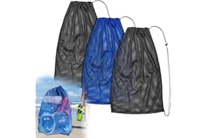 3 Pack Ling-Luo Mesh Gear Bag Oversized 19" x 27" for Snorkel Scuba Swim Dive Gear Oversized Drawstring Net Bag for Sports Eq
