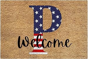 GENERIC 4th of July Decorations Patriotic Welcome Mat Letters 4th of July Door Mat Outdoor Independence Day Decor Fourth of July Rugs Entrance Door Mat Outdoor Memorial Day Decorations