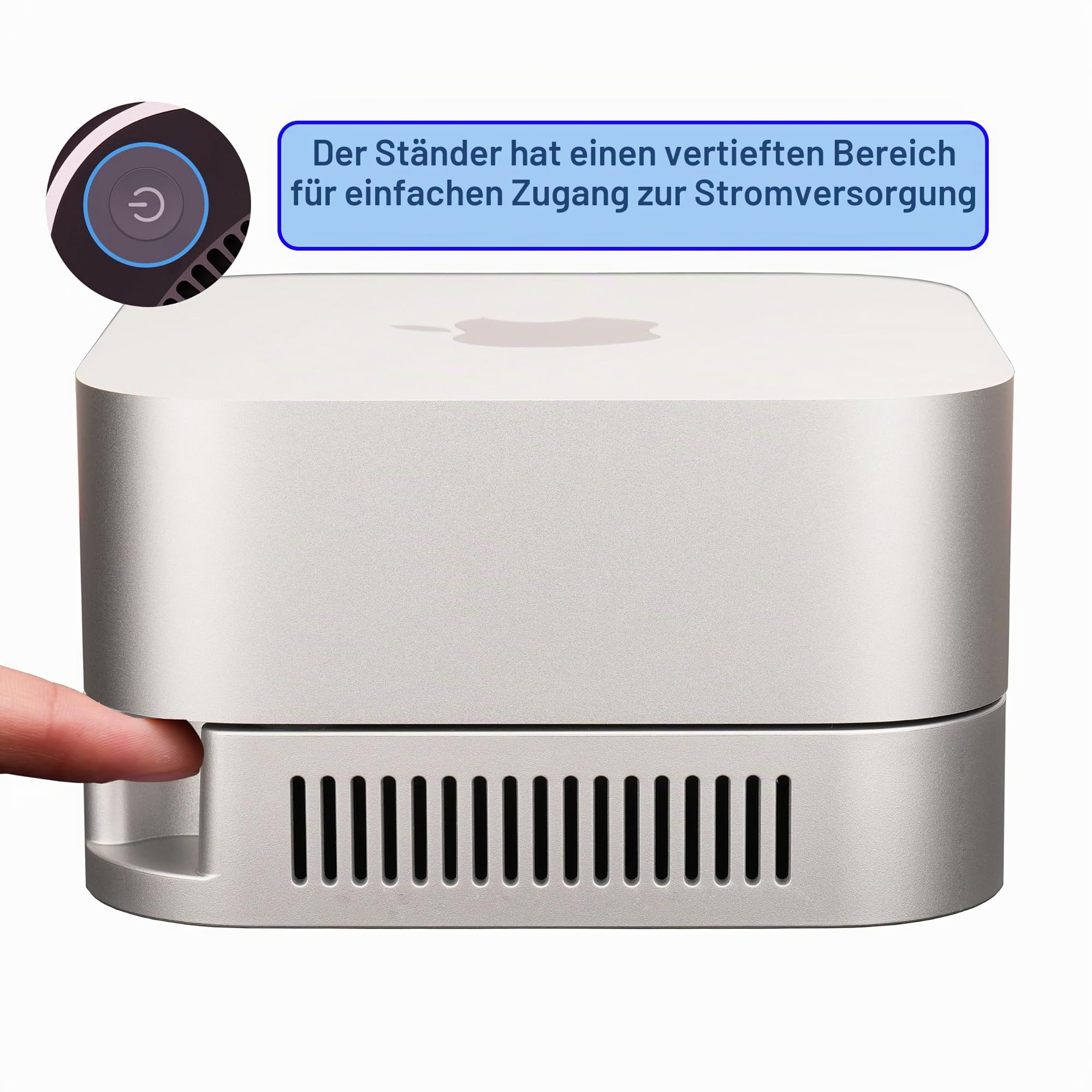 Psitek M4 M5 Mac mini Stand, Silber Halterung für Mac mini 2024-2026 mit Belüftung, Wärmeableitung, Kühlung, Schreibtischhalterung Zubehör mit Anti-Rutsch-Silikon und staubdichten Netzen 4