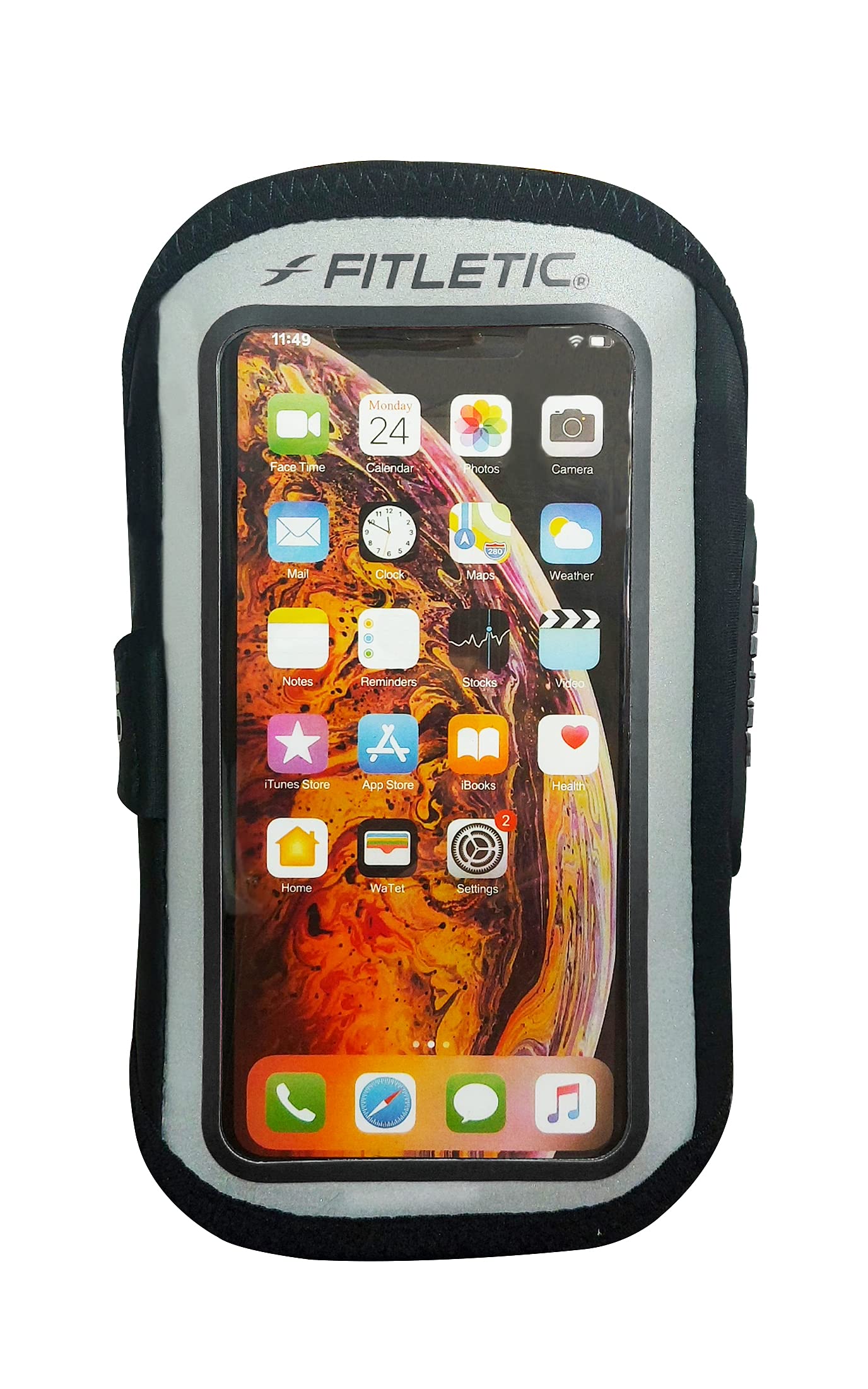 Fitletic Waterproof Phone Pouch Armband with Inner Pocket and Adjustable Strap Forte Plus Smart Phone Holder Cord Organizer For Running and Outdoor Activities for Men and Women, Black (L/XL)