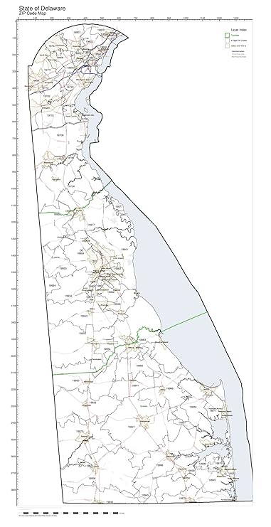 Amazon.com: ZIP Code Map State of Delaware Laminated: Home & Kitchen