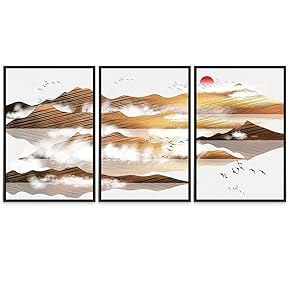 SIGNWIN 3 Piece Framed Canvas Wall Art Abstract...
