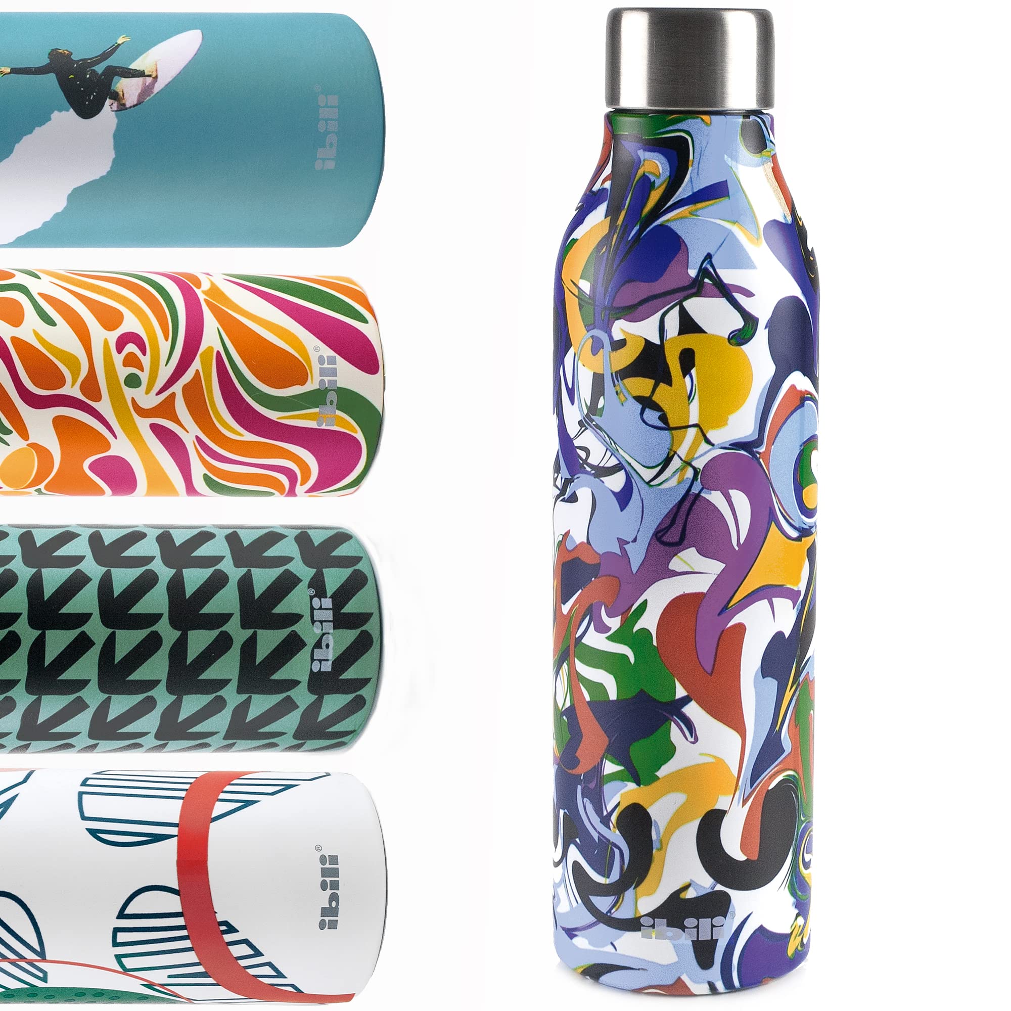 IBILI Satin Thermos Flask with Double Wall, Swirl, 500 ml, 18/10 Stainless Steel, Reusable