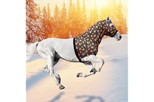 Hilltown Breathable Horse Hood, UV Protection Horse Slinky for Outdoor, Slim Fit and Silky, Fly Defense, Friction-Free & Comfort for Your Equine Partner (Long, Fancy, Cob)