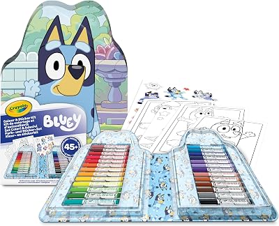- Caixa de colorir azul com autocolantes, conjunto com marcadores, páginas para colorir, autocolantes, 45 peças, presente criativo para crianças, a partir dos 5 anos, 04-0784