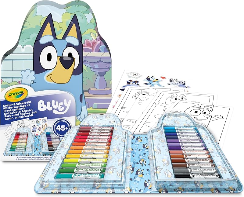 - Maletín Bluey para Colorear con Pegatinas, Set con rotuladores, Páginas para Colorear, Pegatinas, 45 Piezas, Regalo Creativo para Niños, a Partir de 5 años, 04-0784