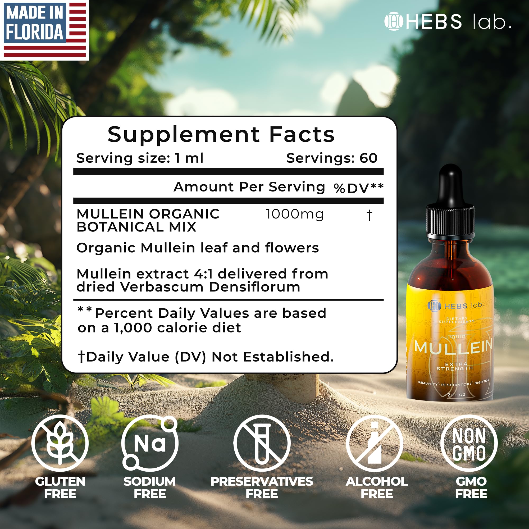 Mullein Leaf Extract for Lung Cleanse - Mullein Drops for Lung Health - Made in USA - Lung Support Supplement - Herbal Respiratory Support - Mullein Extract Tincture 2 Fl Oz