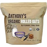 Anthony's Organic Rolled Oats, 3 lb, Gluten Free, Non GMO, Old Fashioned, Whole Grain