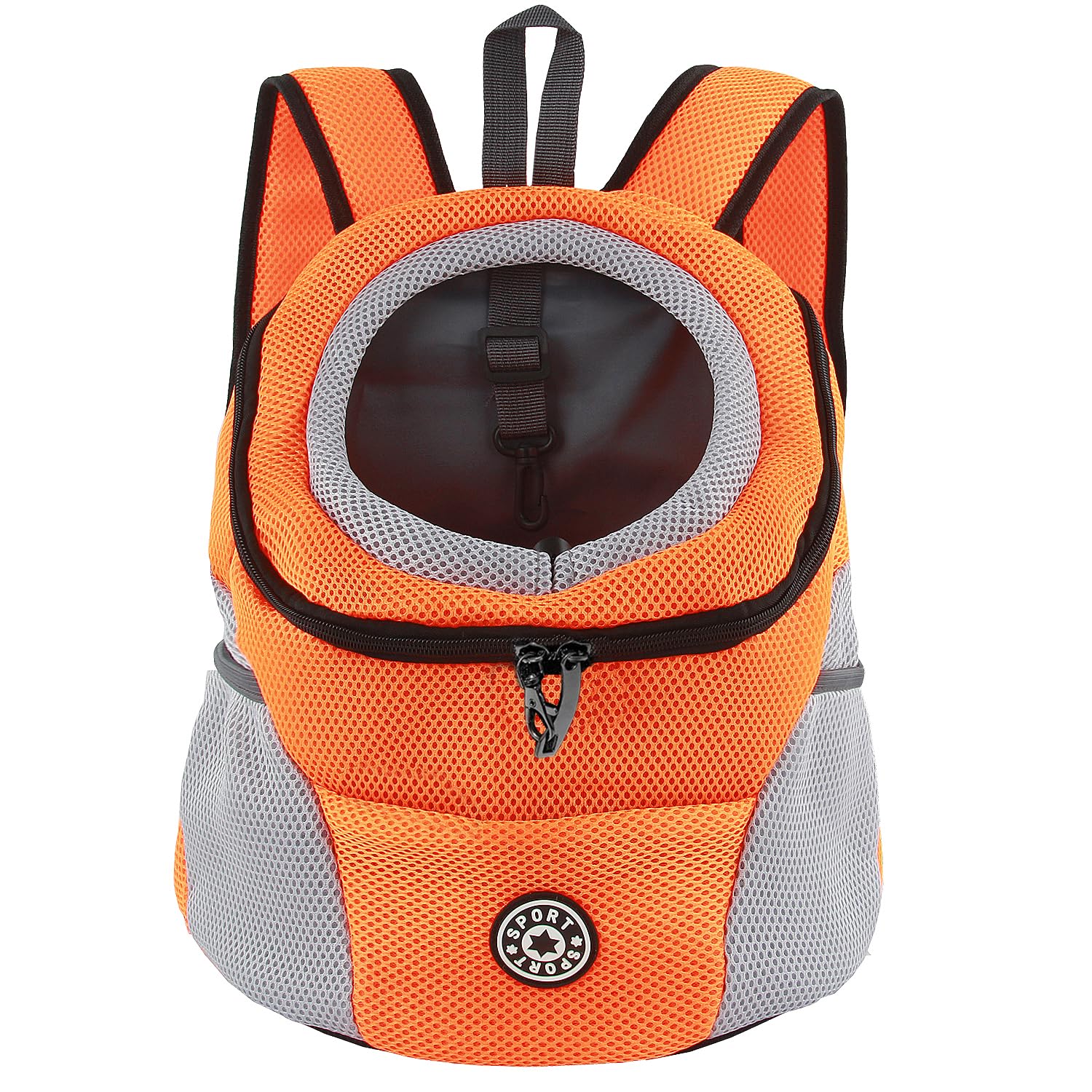 M MUNCASO Dog Carrier Backpack Small Pet Travel Bag Puppy Pet Front Pack with Breathable Head-Out Design and Waterproof Bottom Airline Approved for Outdoor Hiking Travel (S,Orange)