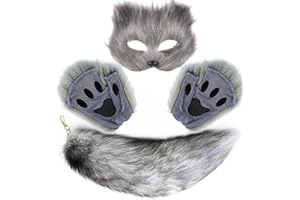 Lupidyyxun Therian Mask and Tail Set for Girl Women Furry Fox Mask and Paws for Costome