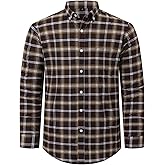 Cromoncent Boy&Men Cotton Oxford Long-Sleeve Button Down Casual Dress Shirt with Pocket,Regulaer Fit