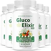 (5 Pack) GlucoElixir Pro Capsules - Official GlucoElixir Pro Blood Health Support Advanced Formula Pills - Maximum Strength, Natural Vitamins for Overall Health & Wellness, 300 Capsules for 5 Months