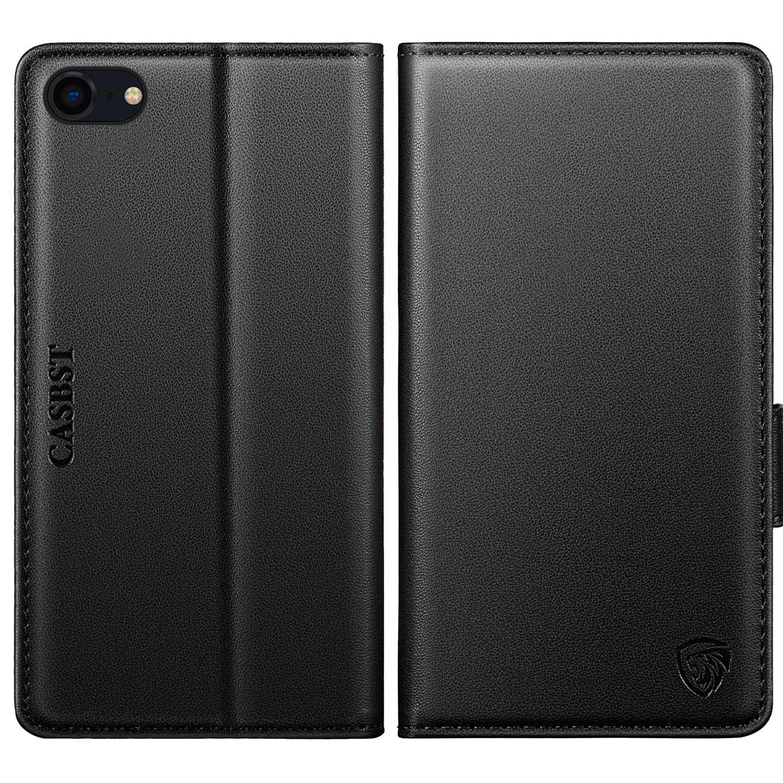 CASBST for iPhone 7, iPhone 8, iPhone SE 2022/2020 Case, Kickstand Flip Leather Wallet Book Case with Card Slots Shockproof Magnetic Closure Protective Phone Case Cover for iPhone 7/8/SE - Black