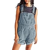 HOTIAN Corduroy Overalls for Women Shorts Jumpsuit Fall Casual Loose Fit Adjustable Rompers Bib Shortalls Outfits