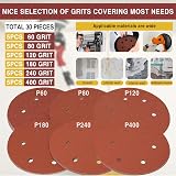 STE BRUAM 30Pcs 225mm Sanding Discs 6 Hole Hook & Loop 40-240 Grits view 4